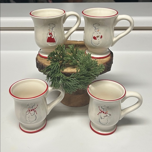 Williams-Sonoma Festive Snowman Mugs Set of 4 - Picture 1 of 7
